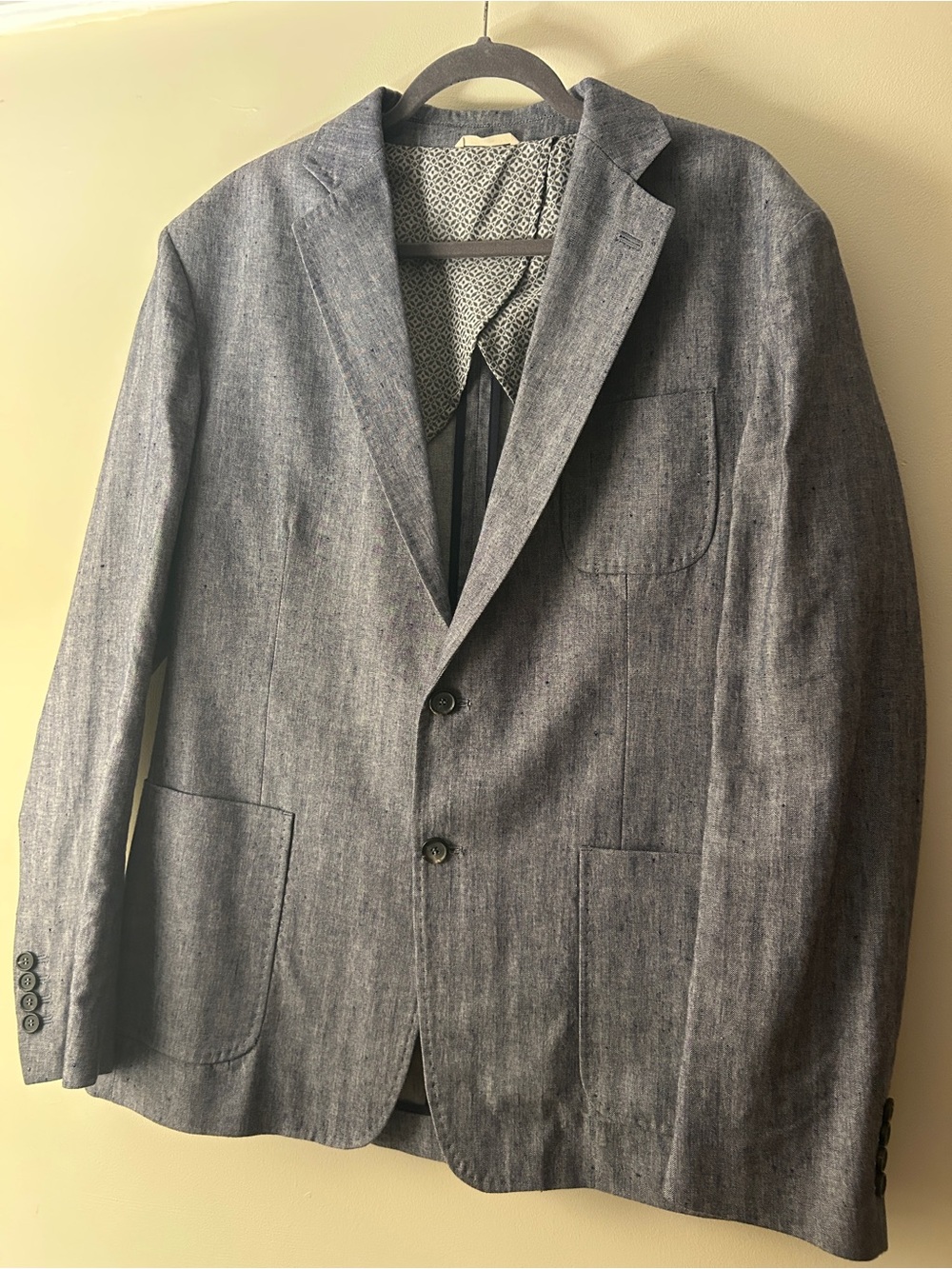 Billy Reid Men’s 44R Linen Blend Herringbone Blazer Made in Italy